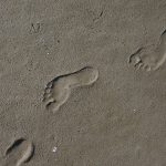 footprint, sand, traces
